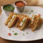 High Protein Chilli Garlic Indian cottage cheese Sandwich