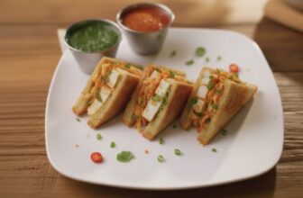 High Protein Chilli Garlic Indian cottage cheese Sandwich