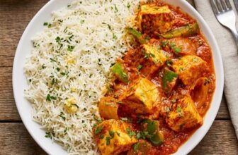 Paneer in Peri Peri Sauce with Butter Cilantro Rice