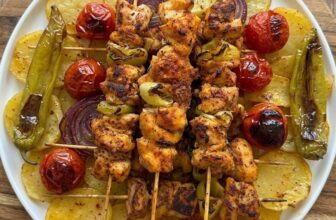 One Pan Oven Baked Chicken Kebabs