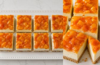 NO BAKE Peach Cheesecake Bars