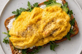 Simple Avocado Toast with Cottage Cheese & Eggs