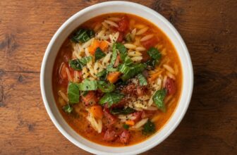Summer Tomato Basil Orzo Soup