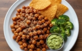 Glossy Vegan Sesame Garlic Chickpeas