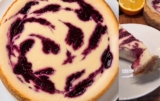 Orange and Honey Cheesecake with a Zesty Blackberry Swirl
