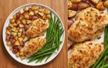 Parmesan Crusted Chicken Veggie Roast