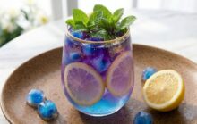 Sparkling Lemonade With Butterfly Pea Flower Ice Cubes The Color Changing, Showstopping Drink